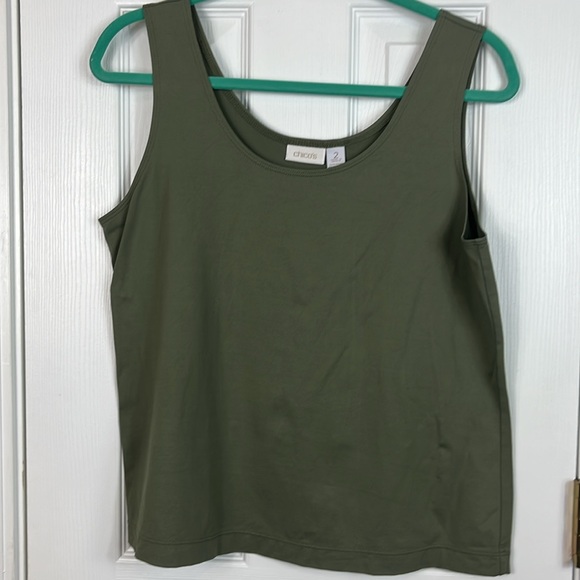 Chico’s army green tank top size 2(medium 12-14). 92% nylon, 8% spandex - Picture 2 of 4